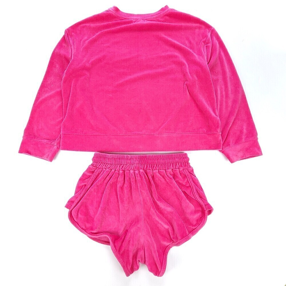 MIKOH Track Set Kimo Oversized Sweatshirt Luca Shorts Pink Passion Velour Large - Picture 9 of 11